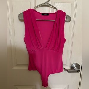 Hot Pink Low Cut Bodysuit